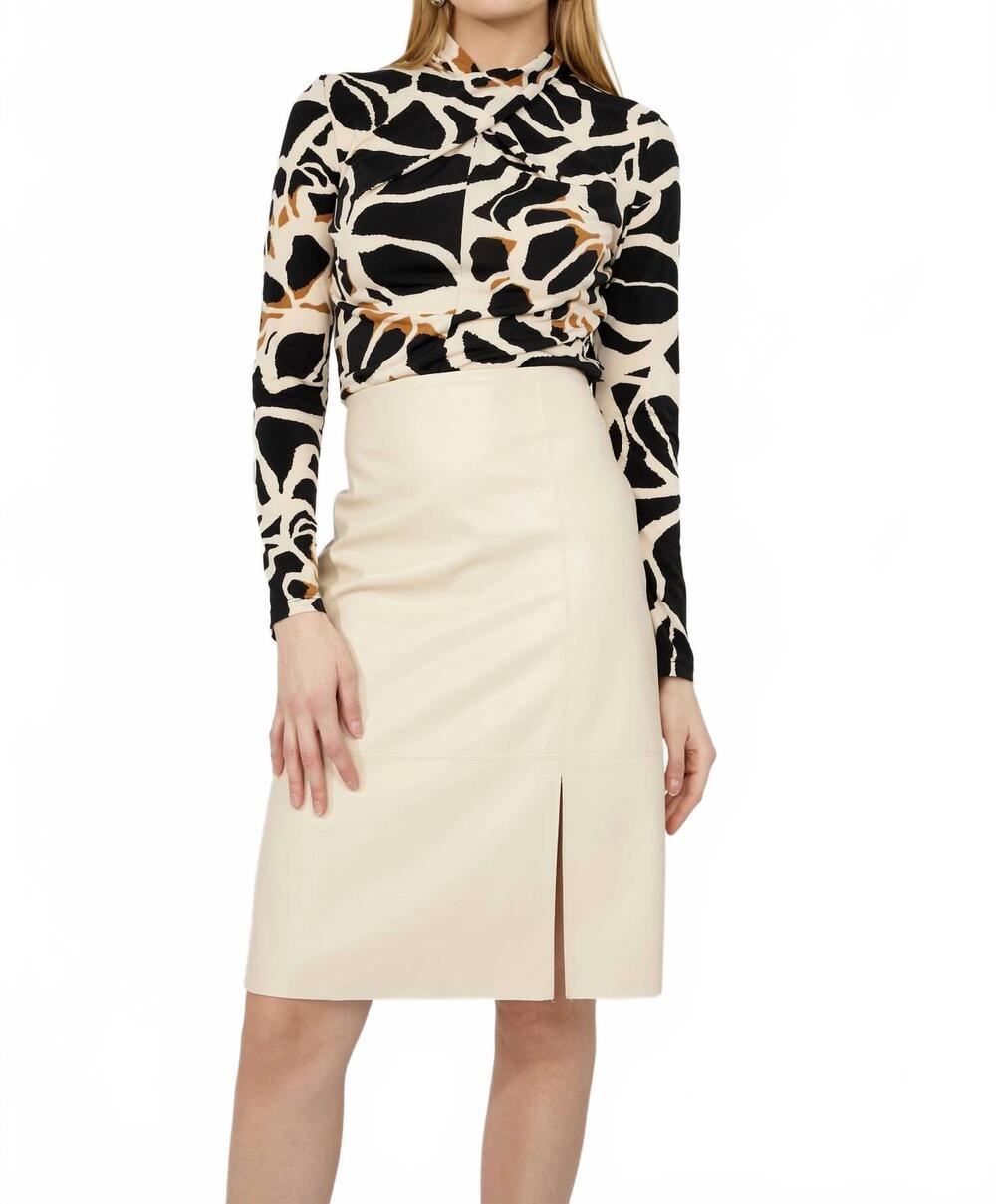 NEW FRANK LYMAN fianna faux leather pencil midi skirt in bone